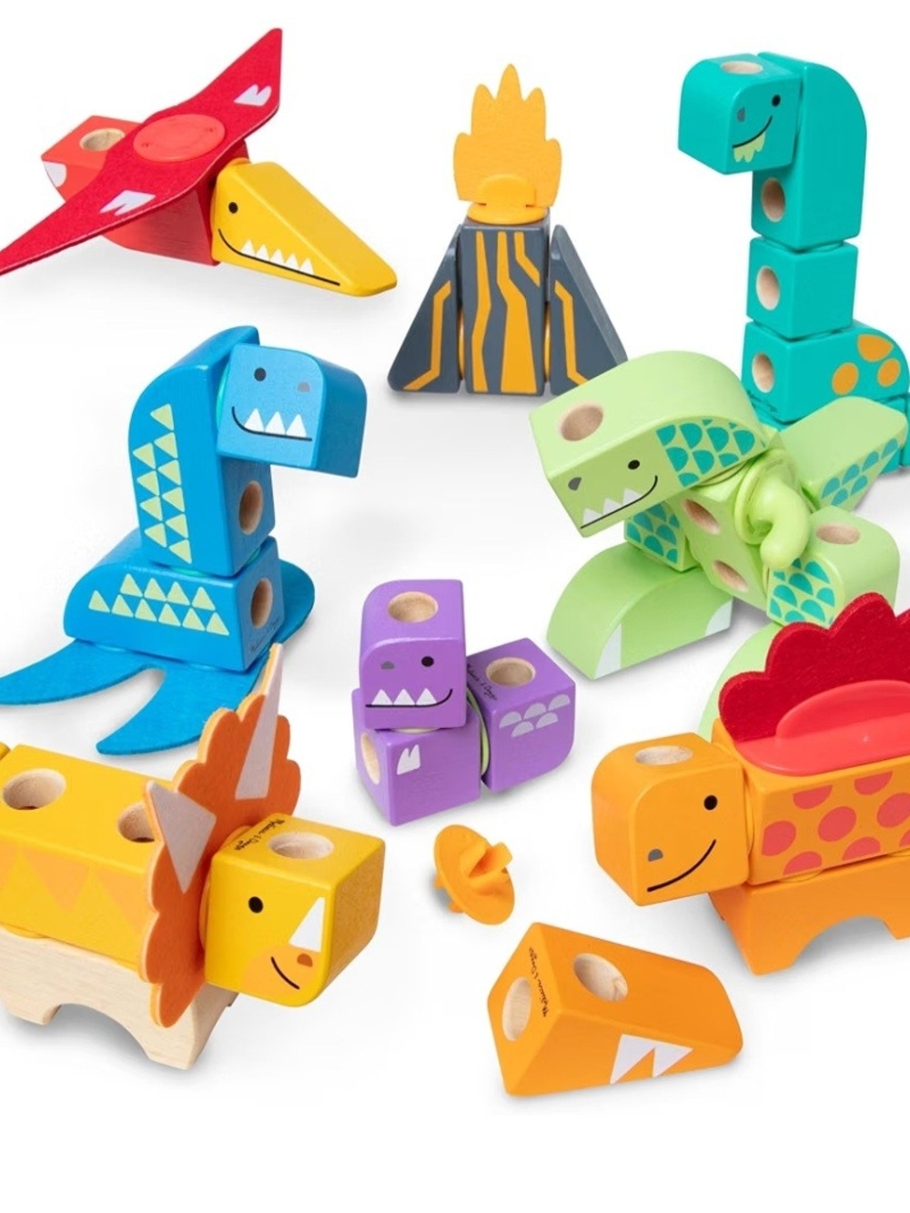 Colorful Wooden Dino Stack & Build Set - Kids Toys